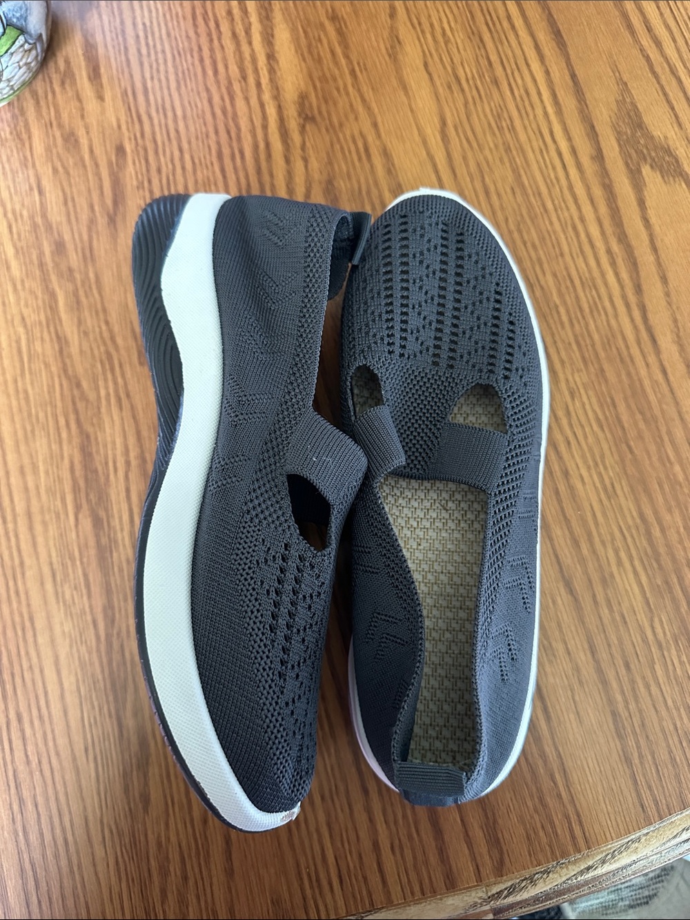 Source Unknown Charcoal Knit Slip-On Sneakers